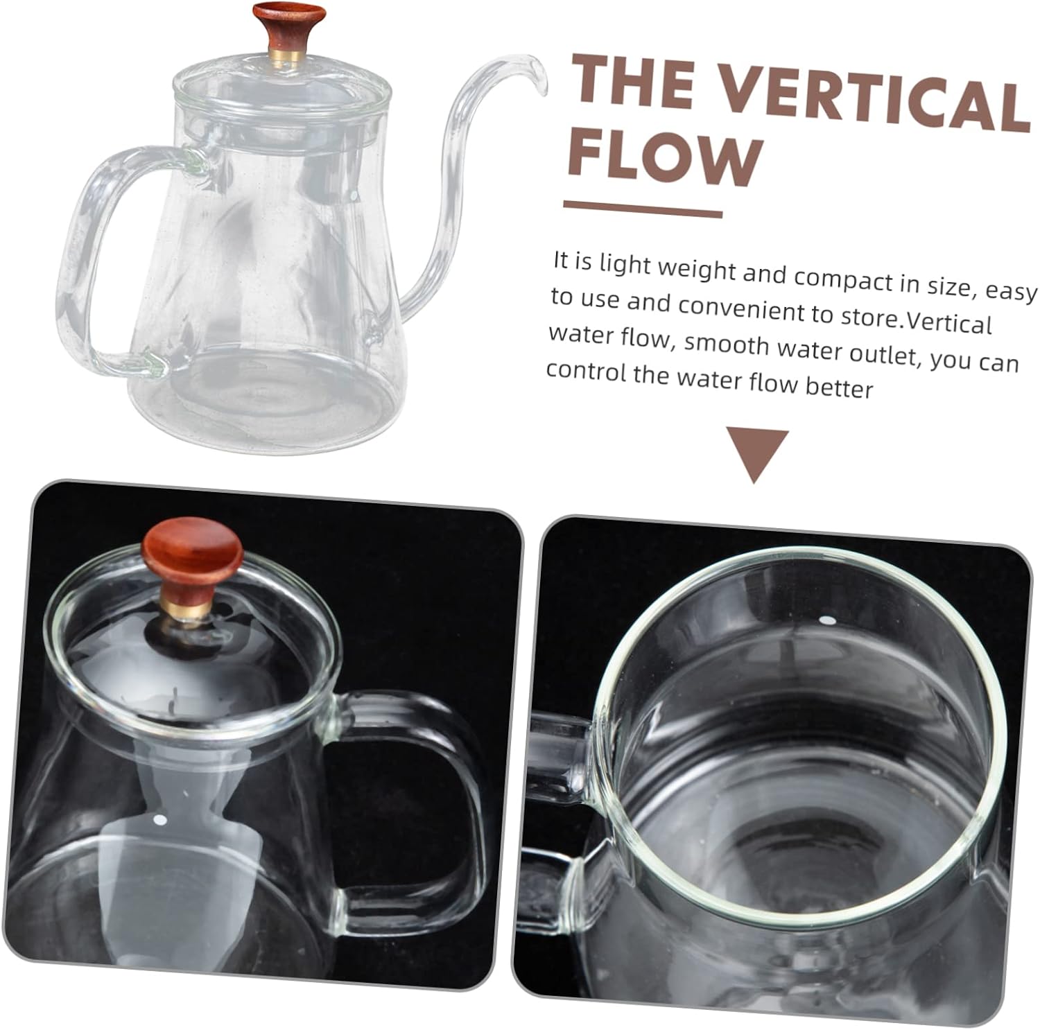 Ciieeo Transparent Glass Coffee Kettle Hand Brewed Pot with Long Spout for Home Use Safe Heat Resistant Teapot for Coffee Tea and Hot Water Easy to Clean Household Coffeepot