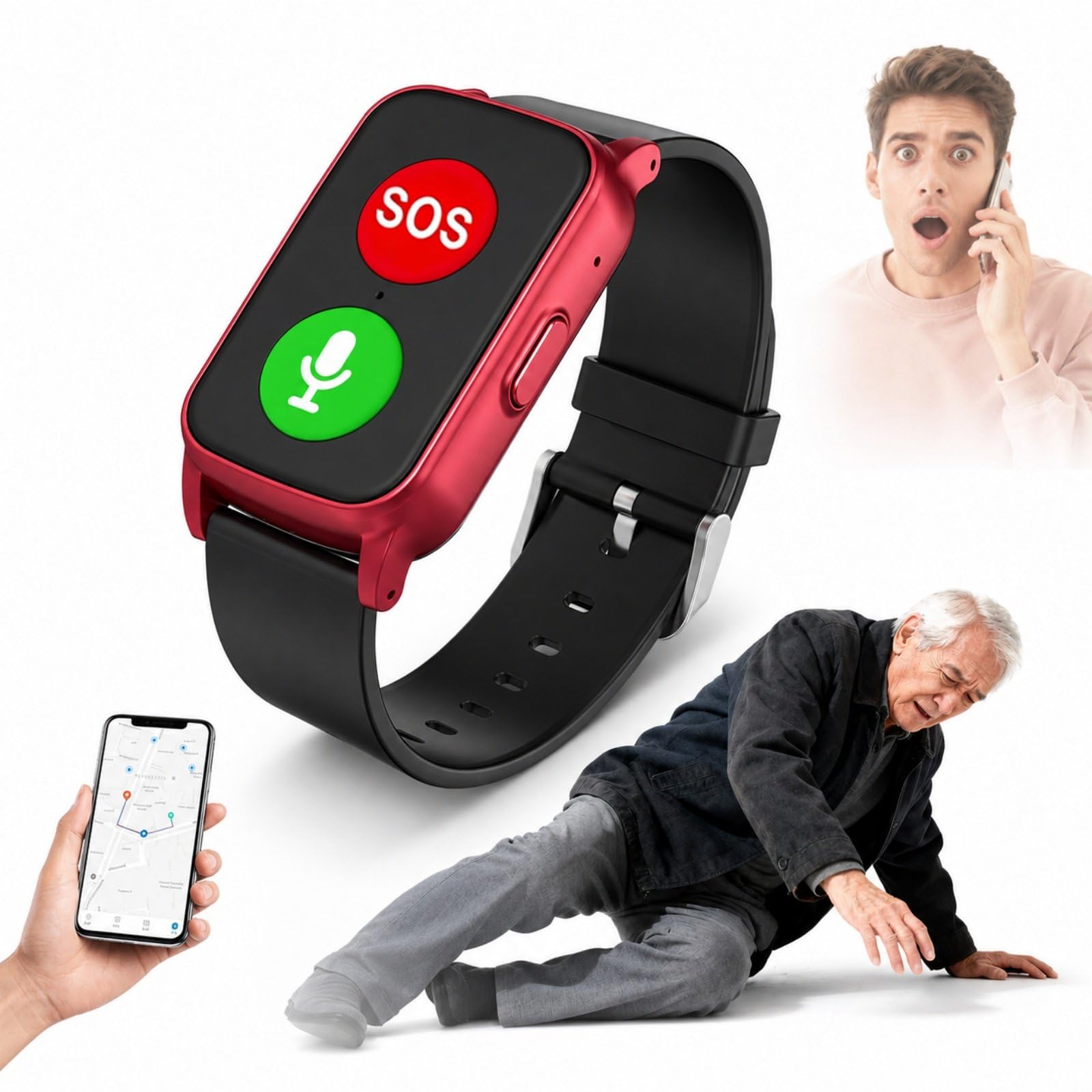 Reloj Localizador GPS para Personas Mayores con Ubicación en Tiempo Real, SOS, Detección de Caídas, Llamadas Claras y Datos de Bienestar