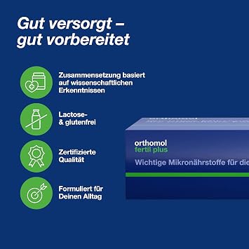 Orthomol Fertil plus: Nahrungsergänzung für Männer mit Kinderwunsch mit Zink für normale Fruchtbarkeit¹ & Selen für normale Spermabildung¹ plus L-Carnitin Q10 & Omega-3 90 Tagesportionen