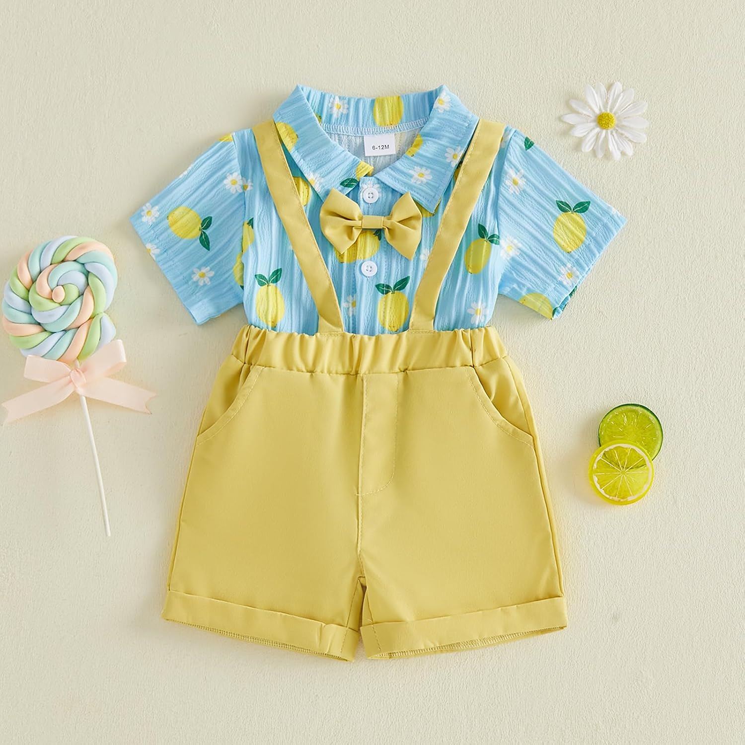 FYBITBO Toddler Baby Boy Hawaii Clothes Summer Short Sleeve Button Down Shirt Overalls Shorts Gentleman Outfit Set