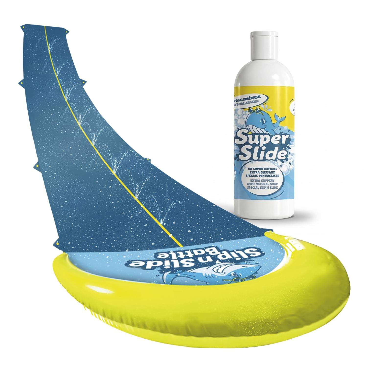 Original Cup® | XXL Giant Slip'n Slide Pack | 1 Double Track Slide Mat 10 Meters + 1 Liter 100% Natural Extra-Sliding Soap | Premium Quality | Slip'n Slide Water Games 100% Fun
