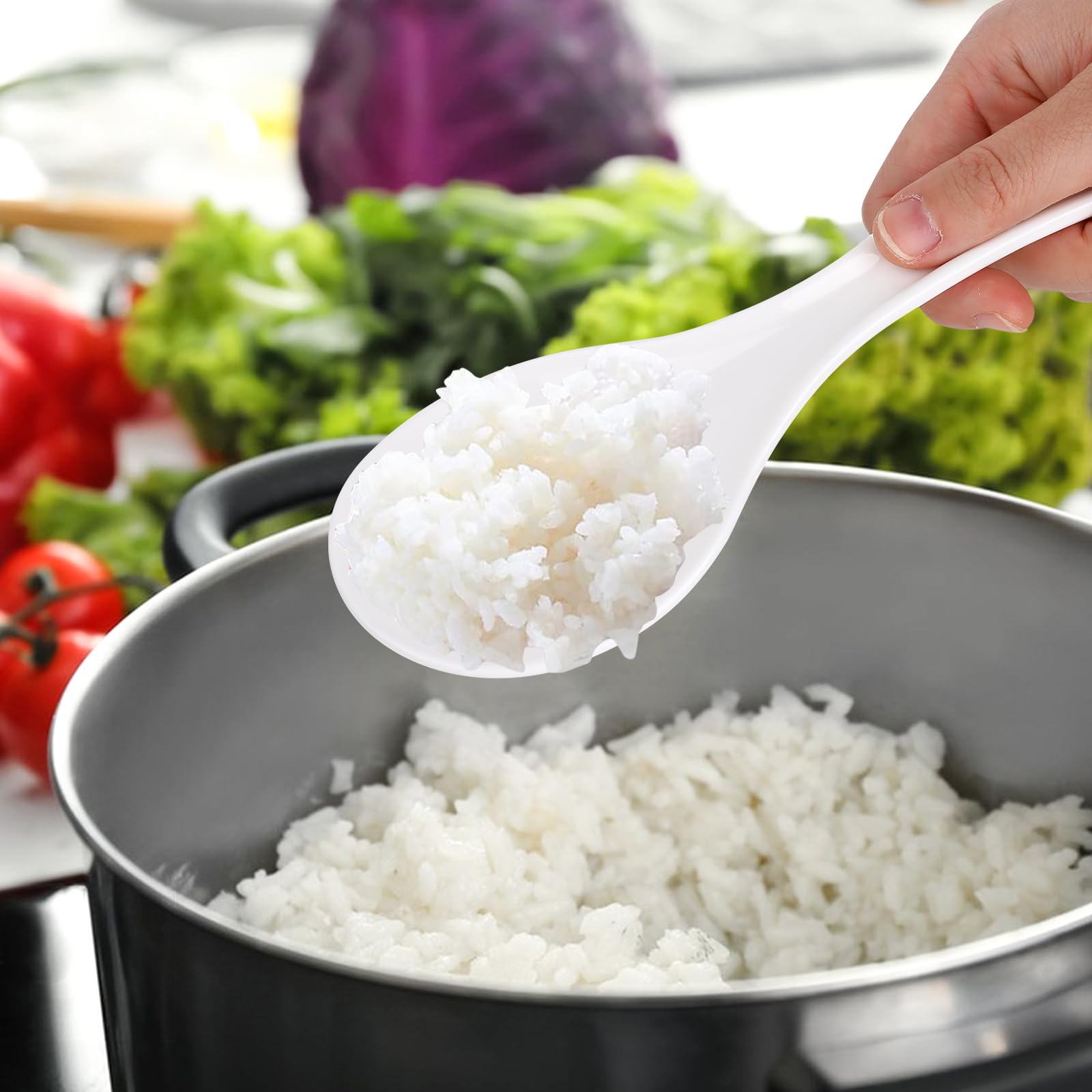 2 Palette Per Riso Antiaderenti - Cucchiaio In Plastica Bianco Per Cucina - Foto 11