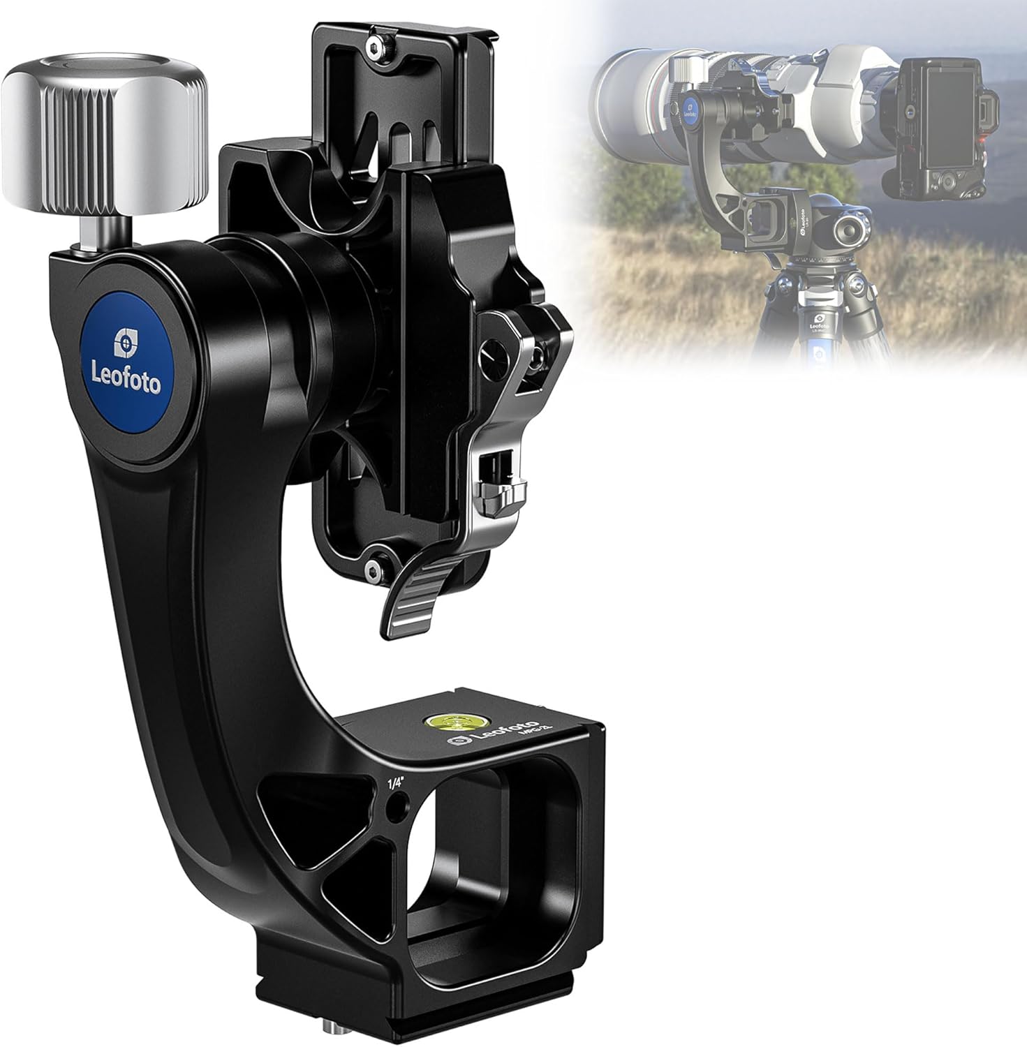 Leofoto Monopod Gimbal Head for Camera, Professional Aluminum Alloy Tripod Head with Arca-Swiss Dovetail Quick Release Plate, 360° Panoramic Shooting for DSLR Camera Up to 48lbs/22kg (MPG-02L)