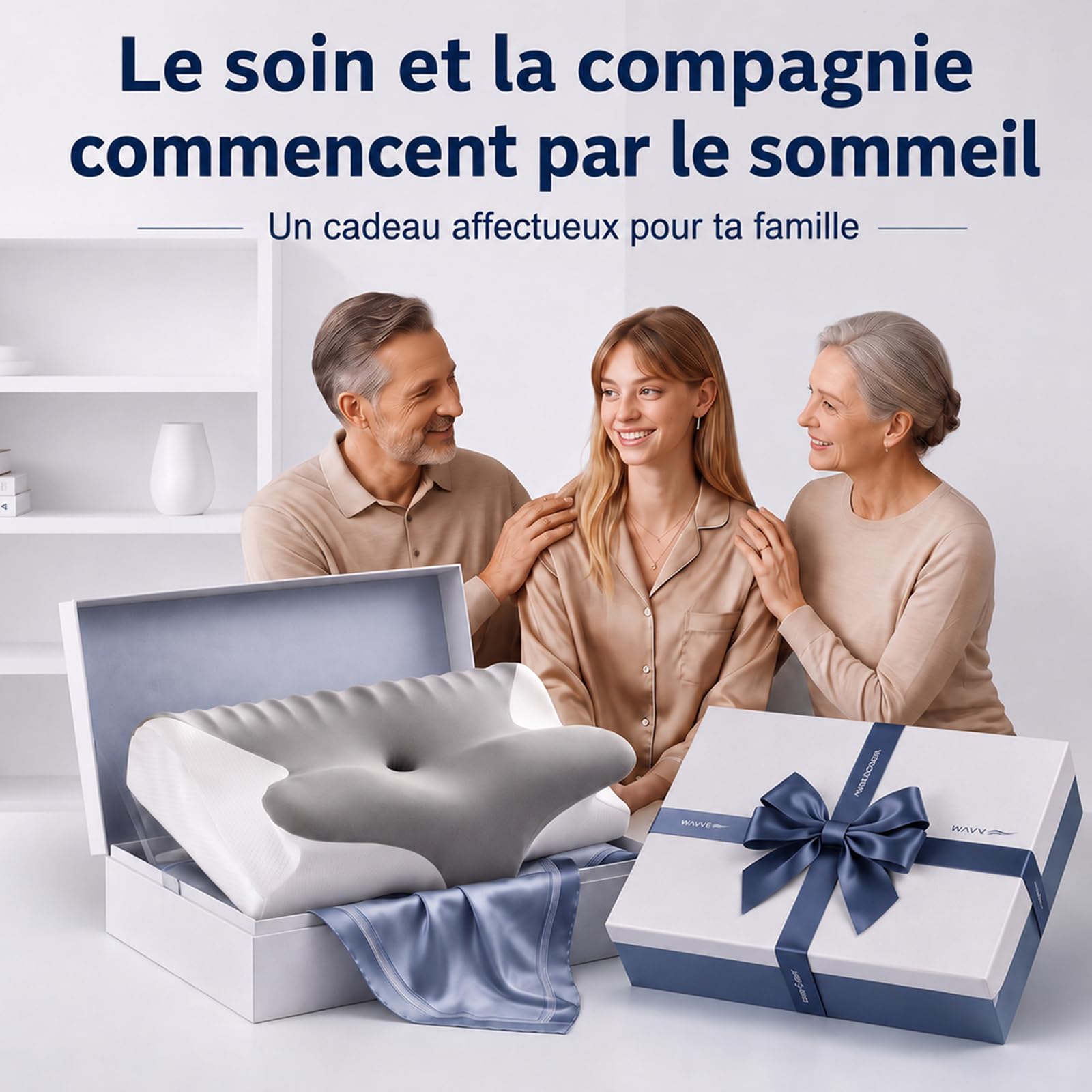 WAVVE Oreiller Cervical Ergonomique et Coussin Cervical pour Cervicales | Design Papillon à Double Hauteur 11/13 cm, Mousse à Mémoire de Forme Haute Densité