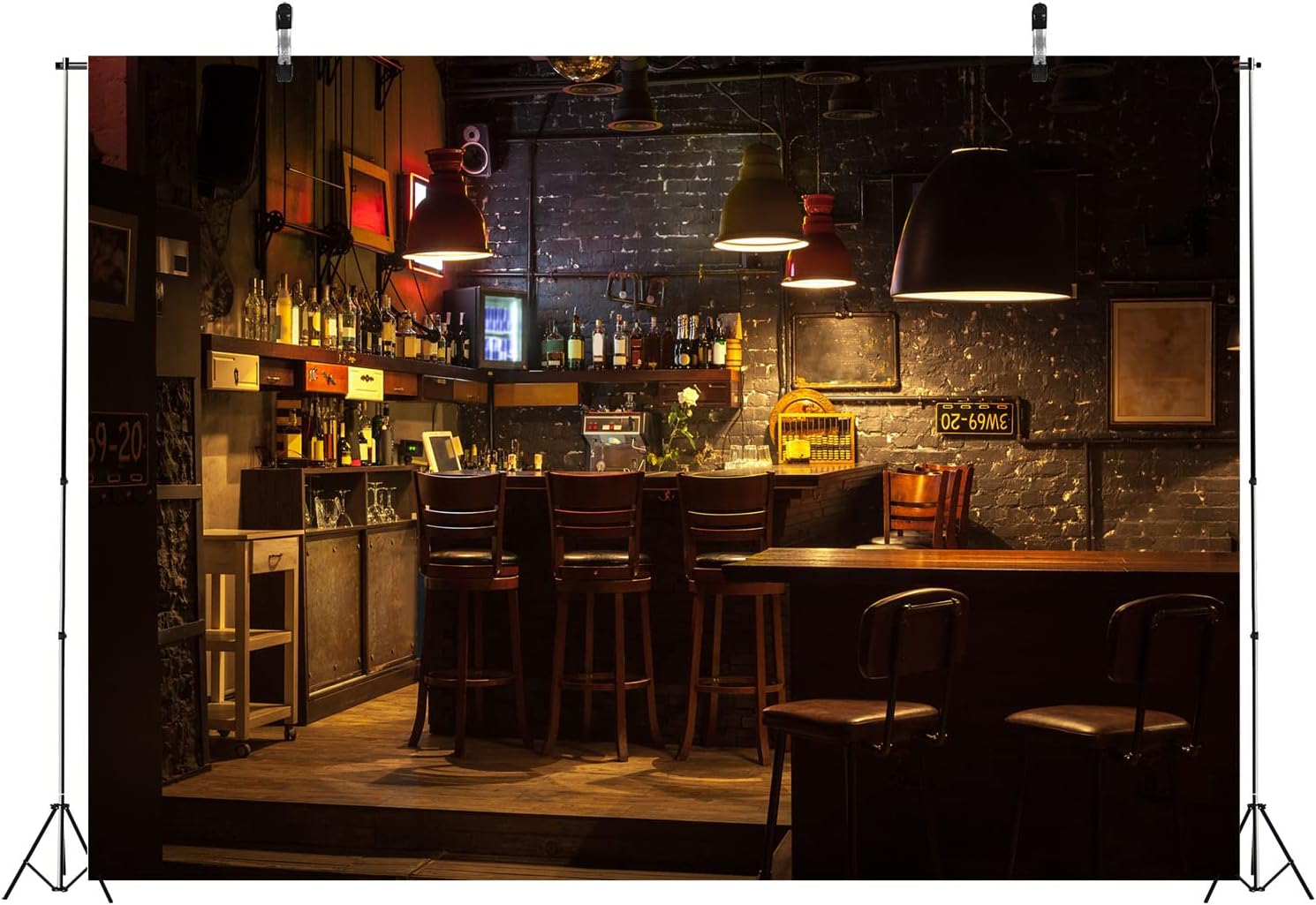 10x8ft Night Bar Fabric Backdrop Modern Speakeasy Wine Glasses Pub Photography Background for Evening Celebration Party Gangsta Film Party Decorations Kids Adults Video Photo Studio Props