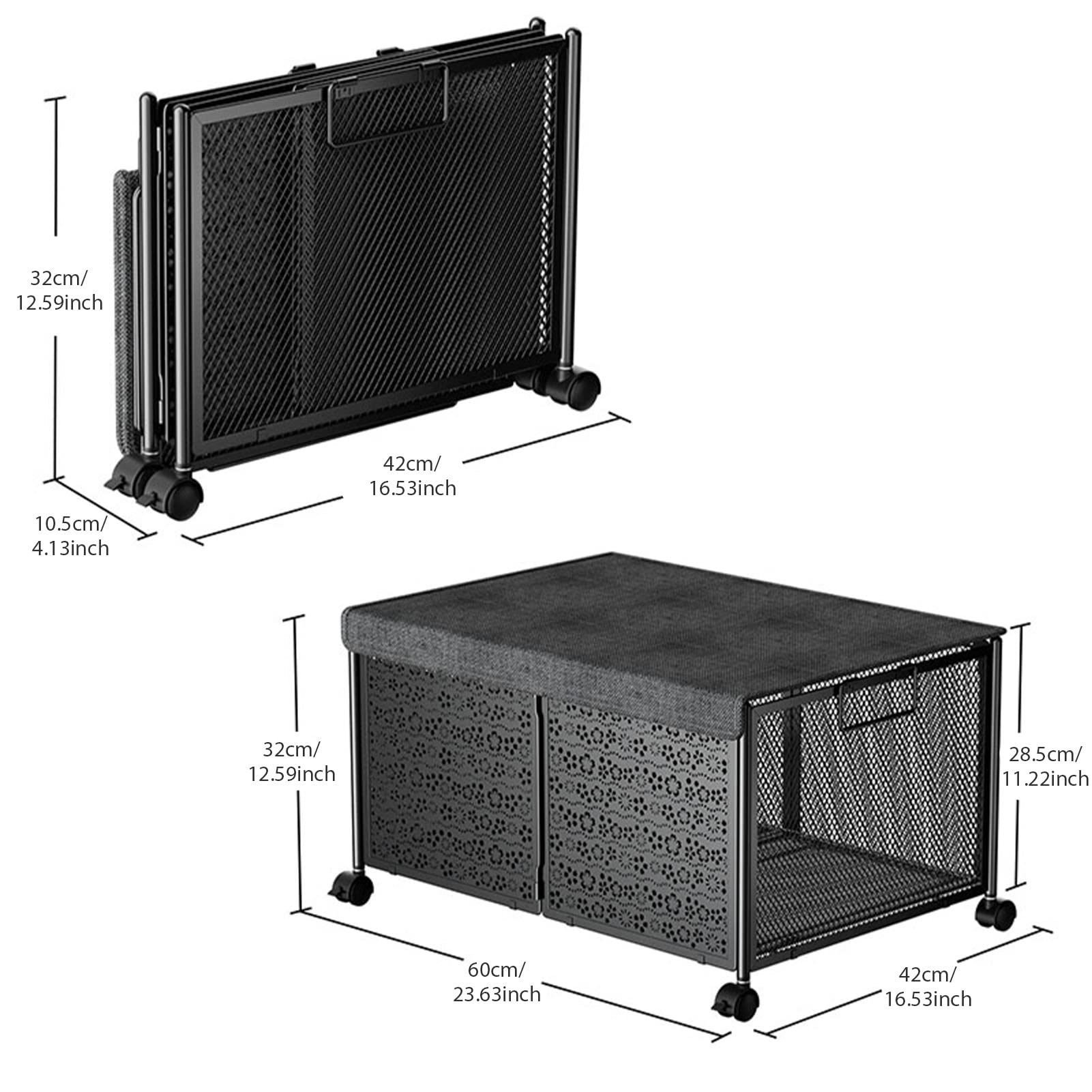 Caja de Almacenamiento de Juguetes con Ruedas y Tapas, Baúl de Juguetes Plegable de Metal Resistente para Almacenamiento de Animales de Peluche, Cesta de Almacenamiento de