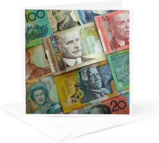 3dRose Greeting Card - Foreign currency, Australian, Canadian, US and New Zealand dollars - David Wall - Currency