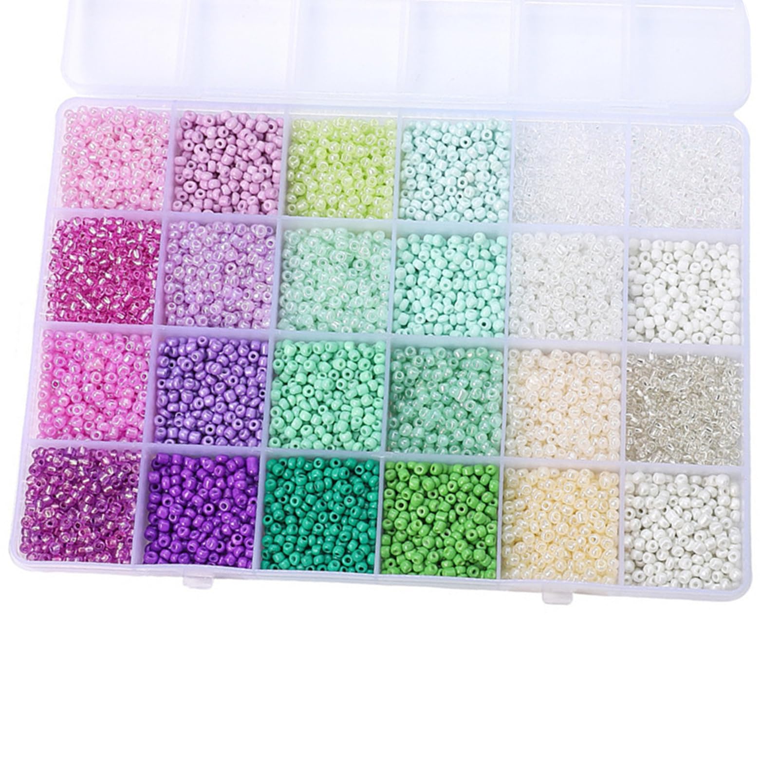 Buxuaaaa 24 Section Craft Beads Organizers Including Sturdy Glass Beads for Jewelry Making and Craft Storage Organizers
