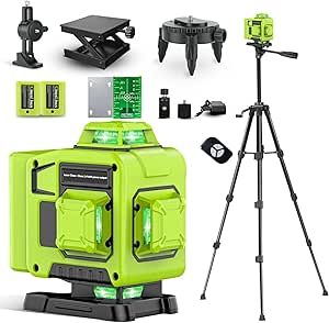 Laser Level with Tripod, CinusLinus Laser Level 360 Self Leveling with 165ft Green Laser, for Construction and Picture Hanging, DIY or Professional Job Site