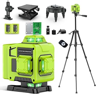 Laser Level with Tripod, CinusLinus Laser Level 360 Self Leveling with 165ft Green Laser, for Construction and Picture Hanging, DIY or Professional Job Site