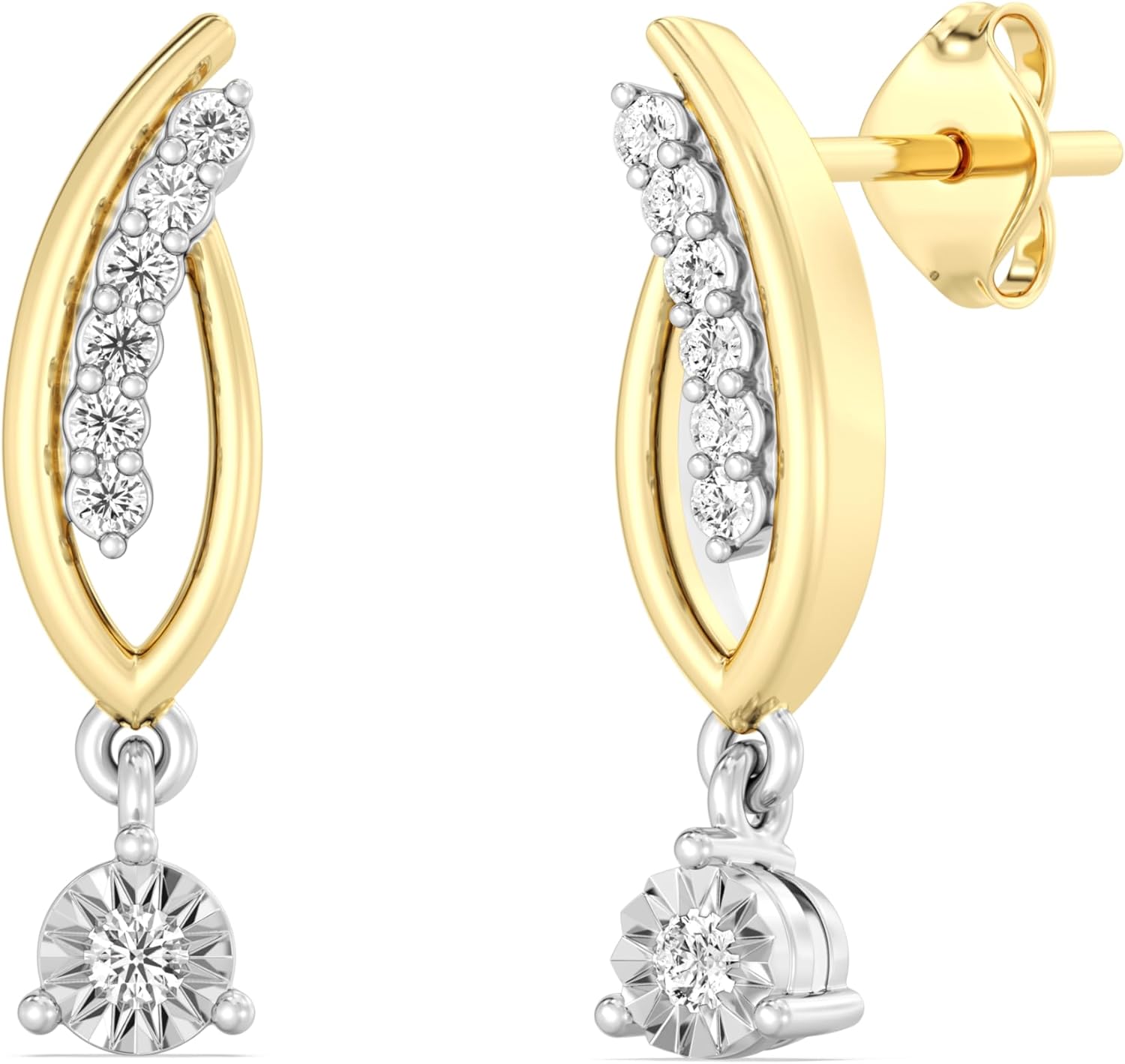 Itsy Bitsy by Gilded 14KT Gold Plated Sterling Silver Lab Grown Diamond Stud Earrings, 1/6 CTTW, SI1 F-Color, Push back