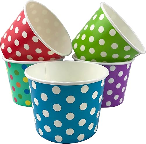 Miniatura 2 de MMvolesy Mix Colors - Paquete de 50 vasos desechables para helado de 16 onzas, cuencos de papel de colores para helados, sopa caliente, postres, a