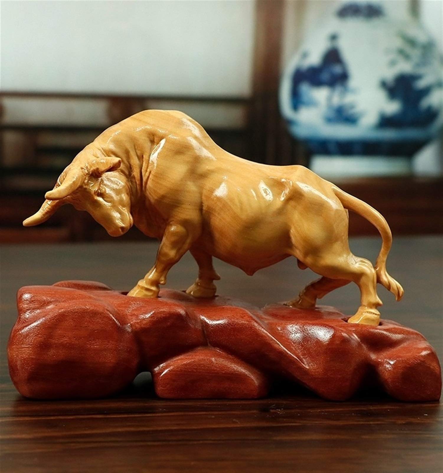 Amazon.com: JKSVTF Wooden Bull Figurine, Wall Street Bull