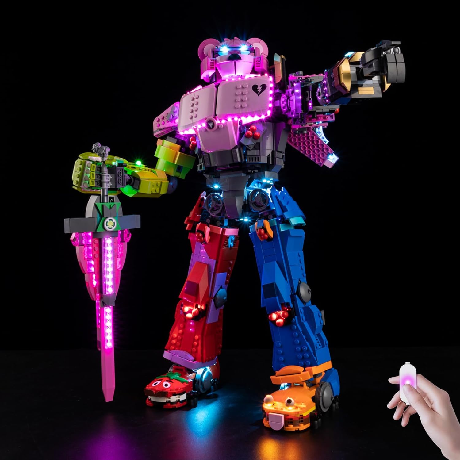 Kyglaring LED Light Kit Compatible with Lego Mecha Team Leader 77078 Building Blocks, Upgrade Touch Control & Dimming, Lighting Accessories for Fortnite Model Set, Lights Only, Touch Version.