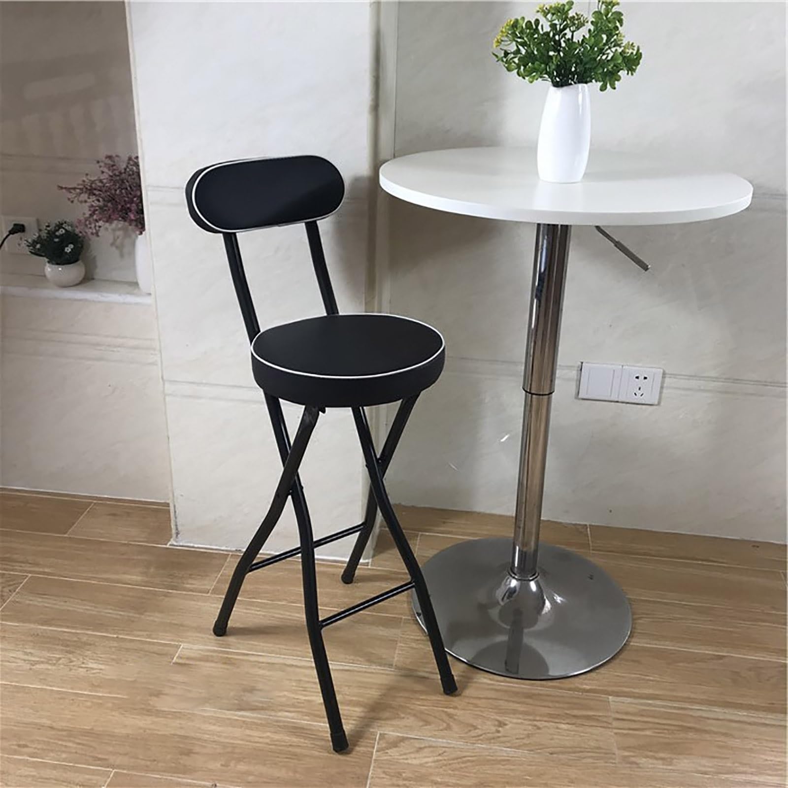 Barhocker Klappbar Mit Lehne Klappbarer Hocker Mit Weichem PU Leder Kissen Küchenstühle Mit Fußstütze Und Rutschfesten Füßen Thekenstuhl
