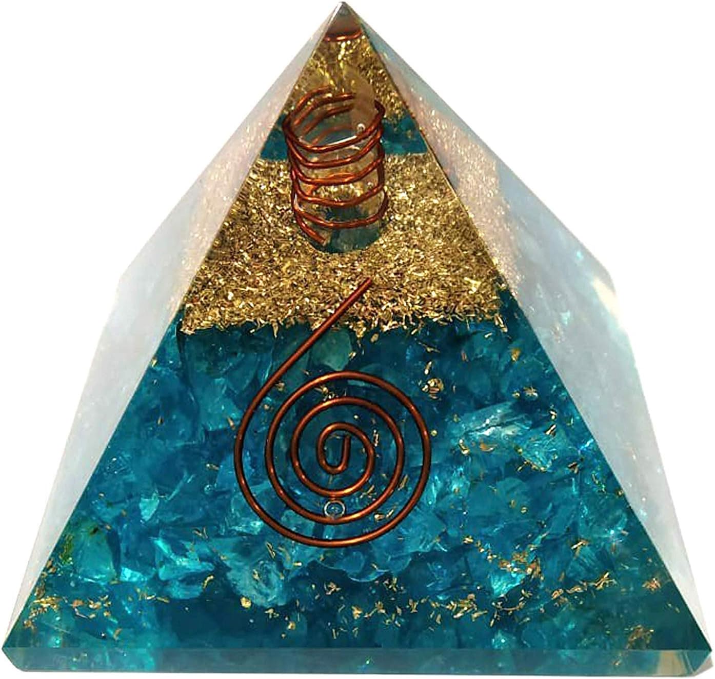 Orgone Pyramid Aquamarine Energy Generator with Emf Protection for Chakra Healing/Meditation Yoga Development- Balancing Positive Energy! A Solution for Physical, Emotional-Negativity Removal Stone