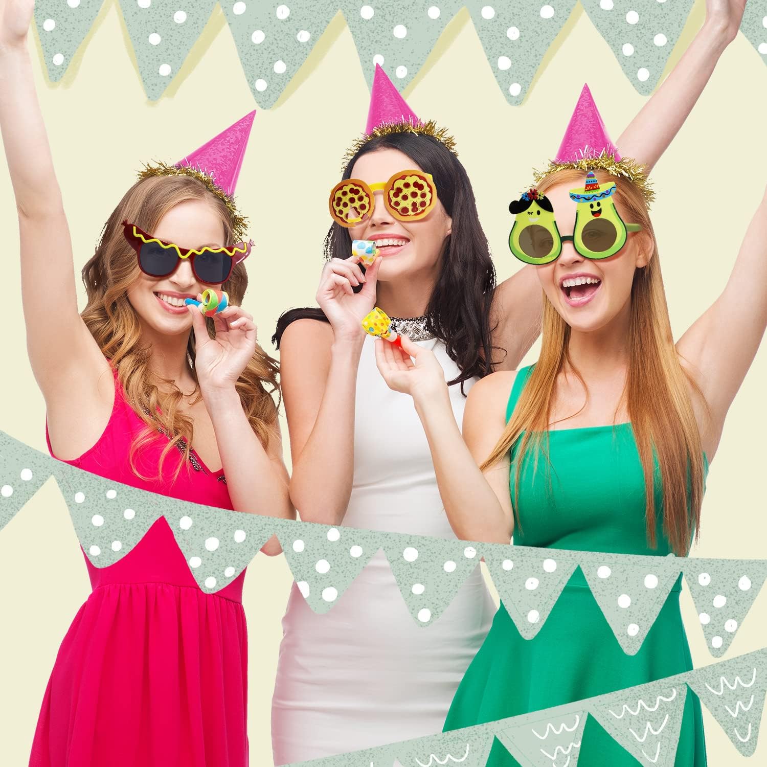 Funny Luau Donut Party Sunglasses - 12 Pack Novelty Glasses Tropical Fancy Party Glasses Masks, Funny Photo Booth Props for Summer Themed Party Supplies Pizza Ice Cream Fruit Fun Sunglasses - Image 4