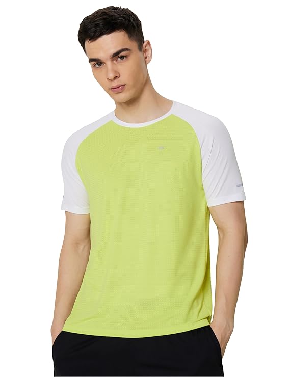 Symbol Premium Men's Solid Regular Fit Sports Stretch T-Shirt | Round Neck | Raglan Sleeve | Moisture-Wicking | Activewear | Running | Gym | Plain (Available in Plus Sizes)