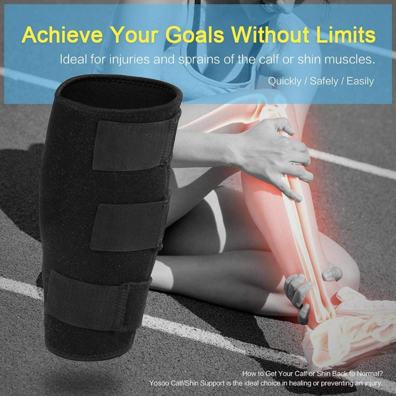 YUYTE Calf Compression Men, Adjustable Support Brace Calf Compression Muscle Pain,Sprain For Recovery, Torn Calves, Swelling,