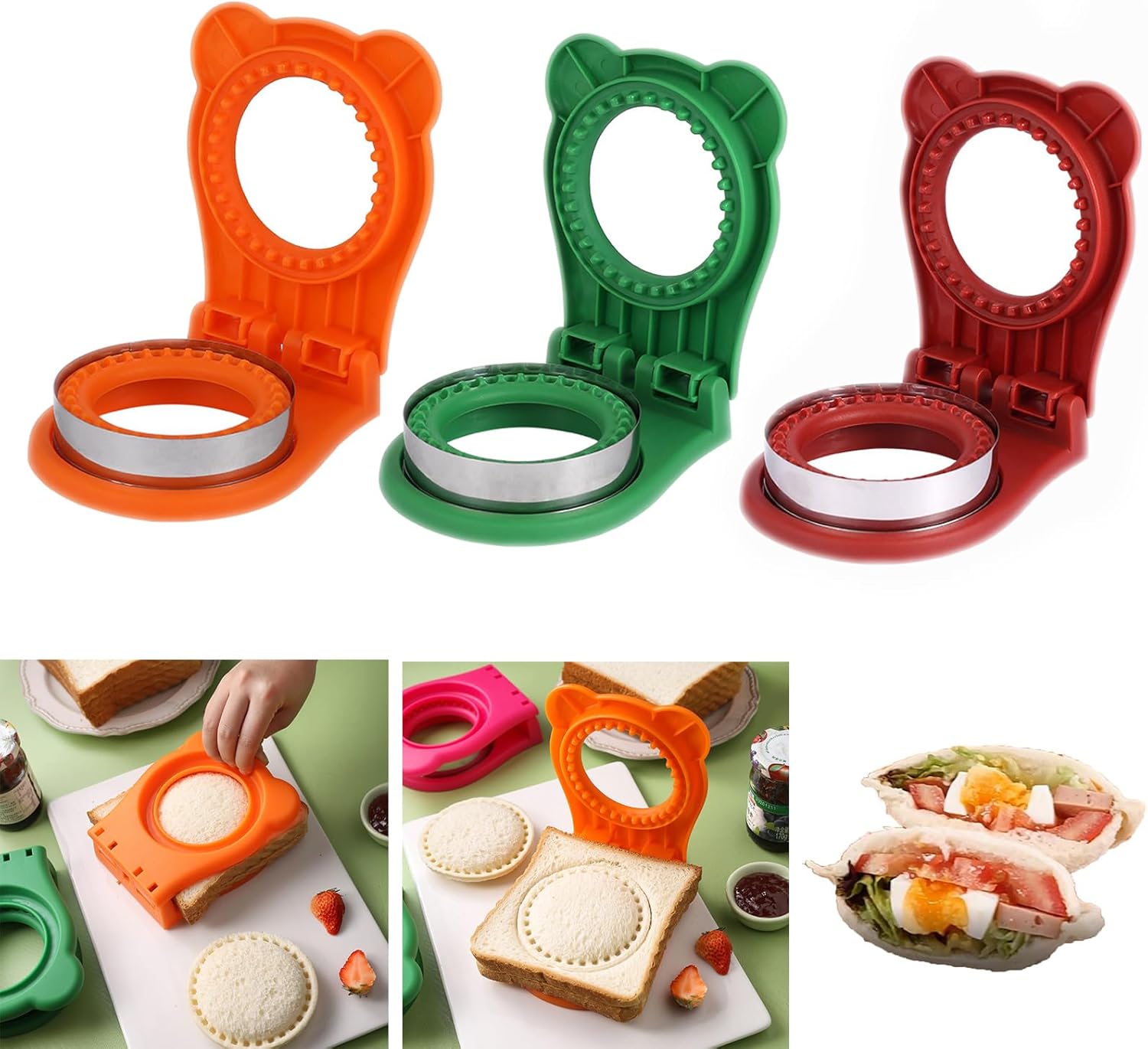 3 Packs Sandwich Cutter and Sealer for Kids Breakfast, DIY