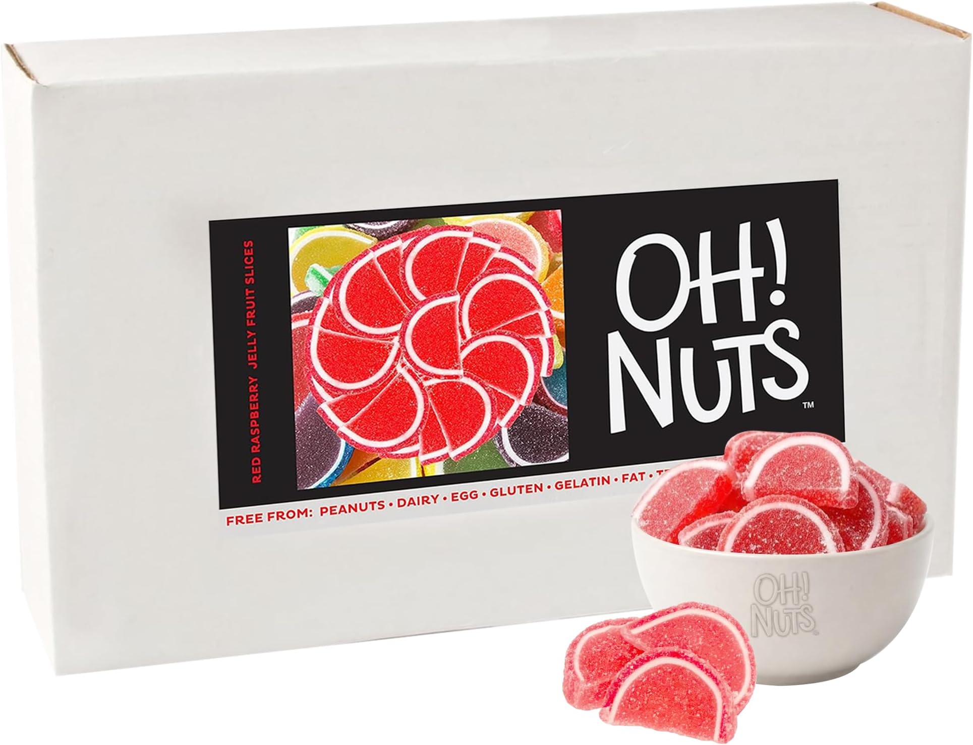 Red Raspberry Jelly Fruit Slices Sugar Candy - 5 LB Bulk Bag - Traditional Old Fashioned Chewy Gummy Sweet Confectionery - Gluten-Free, Kosher Certified Pareve (150 CT)