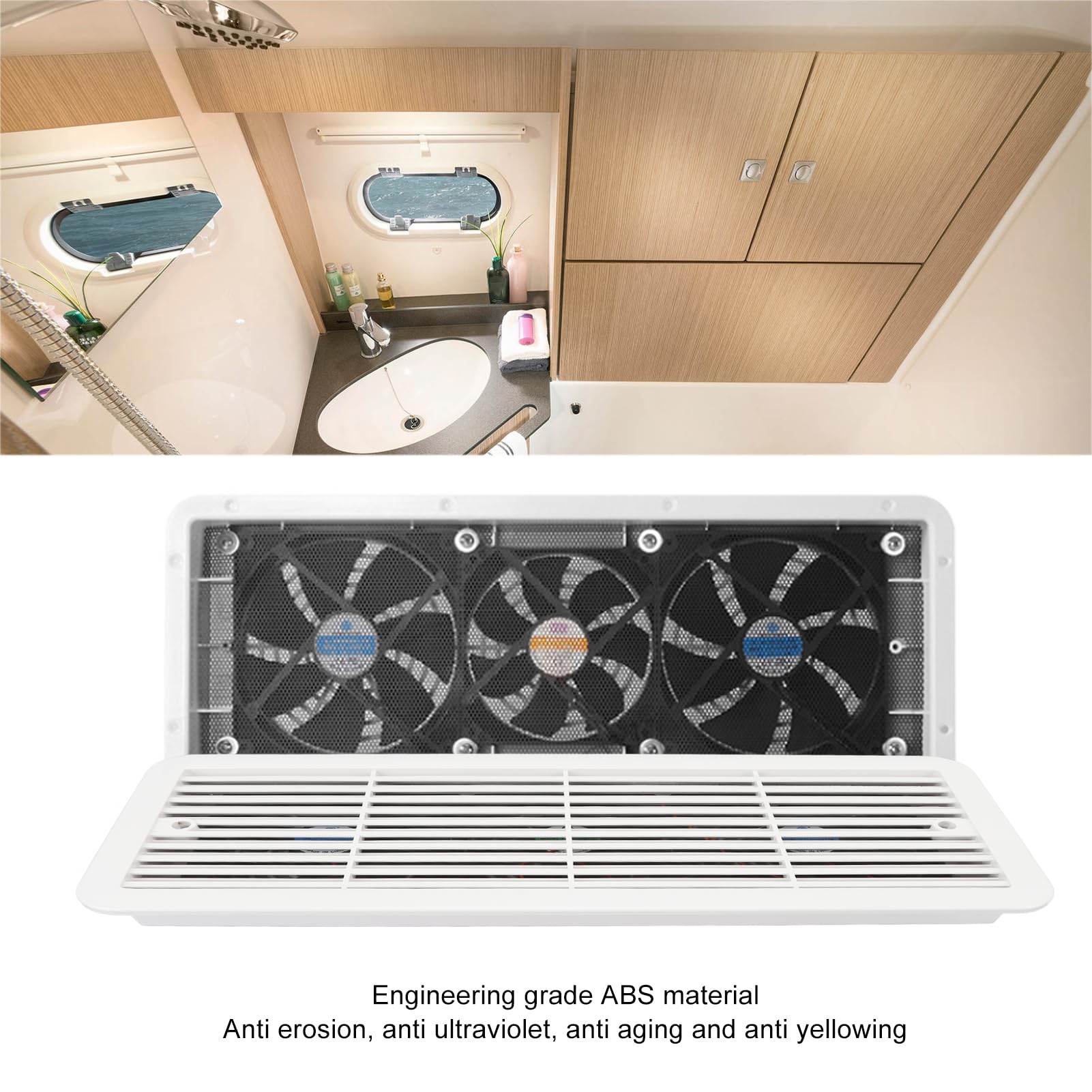 Ventilatore da frigorifero per RV 12V tre ventole silenzioso ventilatore laterale camper con rete protettiva per camper motorhome yacht barca