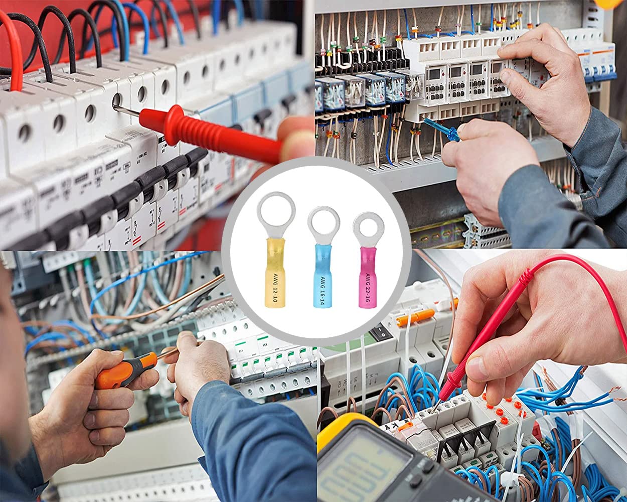 Electriduct Heat Shrink Ring Terminals with Adhesive Liner 16-14AWG (Blue) | Ring Size: #8 Screw - 100 Pieces