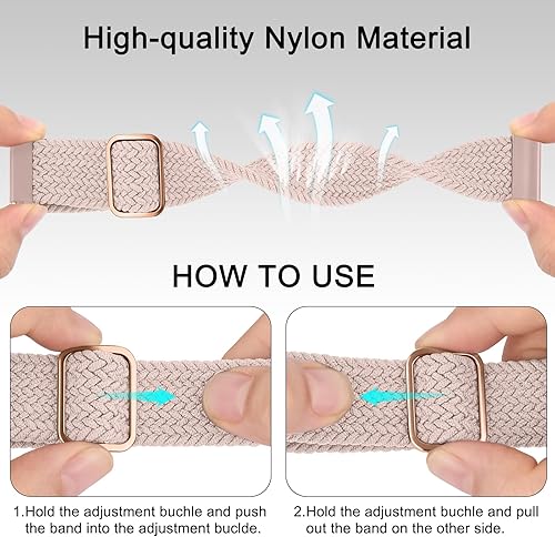 Vista 3 de Meliya Correas de reloj trenzadas, 0.787 pulgadas, 0.866 pulgadas, correa de repuesto deportiva de nailon elástico ajustable de liberación rápida