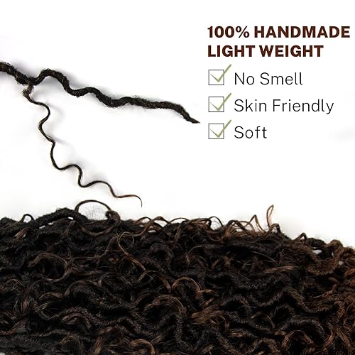 Miniatura 5 de Goddess Locs - Cabello de ganchillo para mujer, 18 pulgadas, rastas río preloopd con extremos rizados, cabello sintético negro, extensiones de