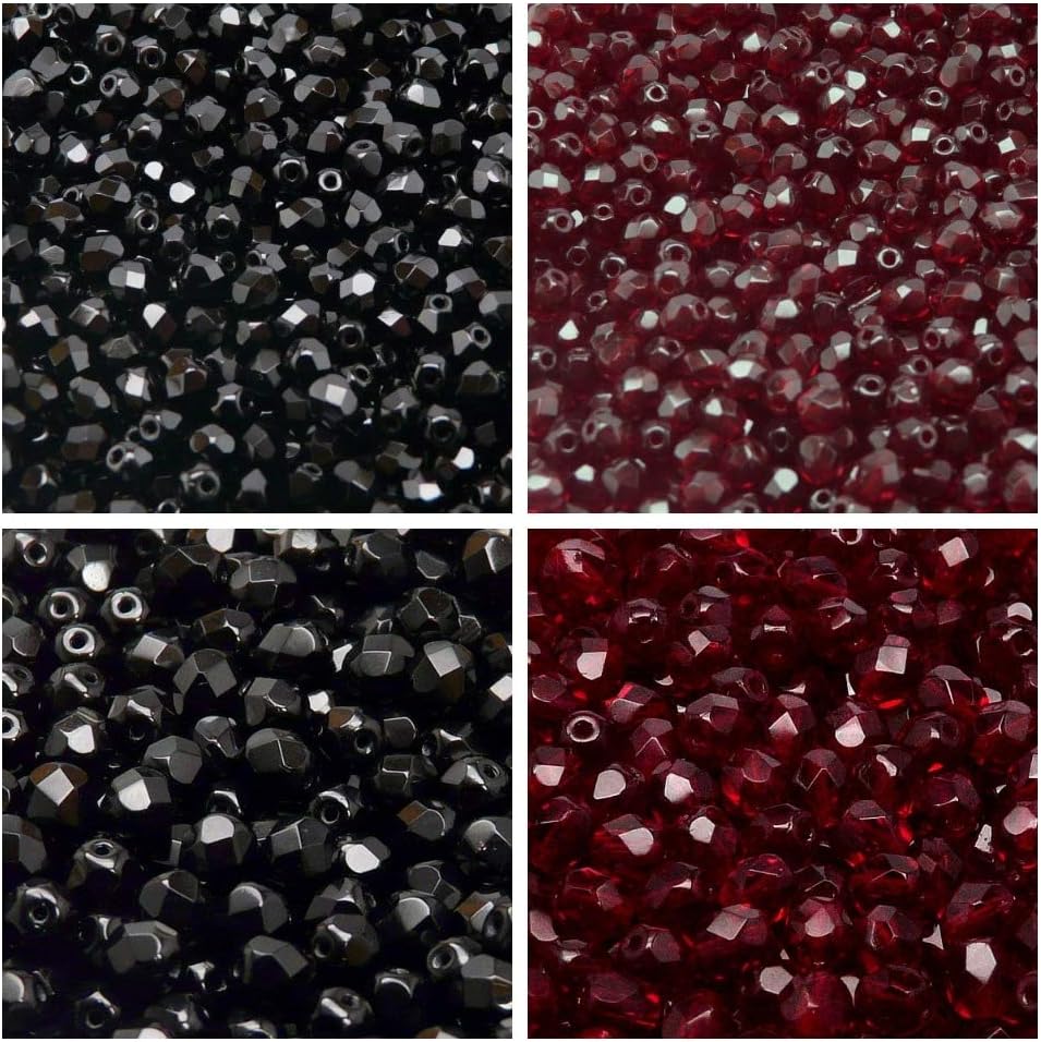 Set of Czech FirePolished Round Glass Beads 4mm and 6mm