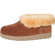 PEDOQU Mens slippers cozy boots suede leather upper sheepskin collar & shearling lined memory foam slip on warm house shoes indoor/uutdoor loafer slipper for D width