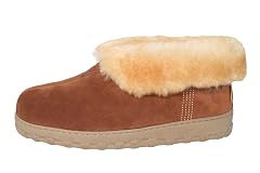 Mens slippers cozy boots suede leather upper sheepskin collar shearling lined memory foam slip on warm house shoes