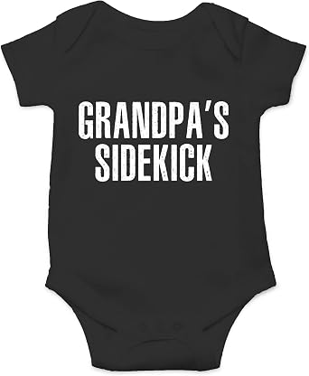 AW Fashions Grandpas Sidekick Baby Bodysuit Cute Newborn Outfit Funny Boy Girl Grandparent Infant Clothes