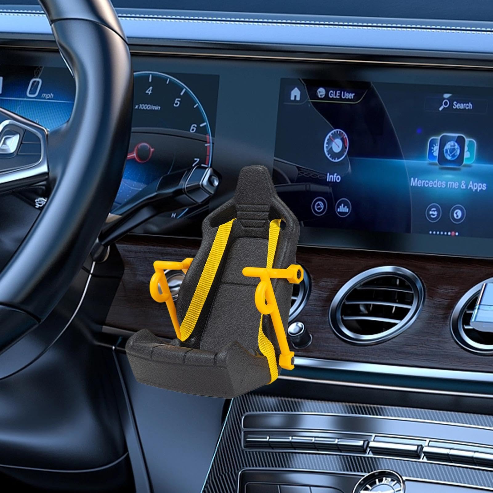 Supporto per telefono per bocchetta 'aria 'auto, supporto per telefono per bocchetta 'aria 'auto, design con sedile da corsa, con cintura di sicurezza per telefoni