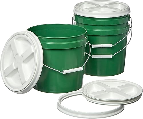 Consolidated Plastics Cubos de grado alimenticio de 2 galones y tapa blanca de sellado Gamma, almacenamiento de recipientes sin BPA, cubos de HDPE