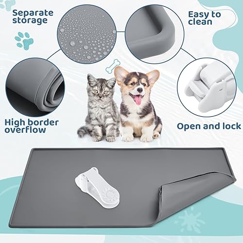 Miniatura 3 de 1 soporte para almohadilla de orina de 30 x 24 pulgadas, bandeja de silicona para orinal para perros, bandeja para orinal sin derrames, soporte para