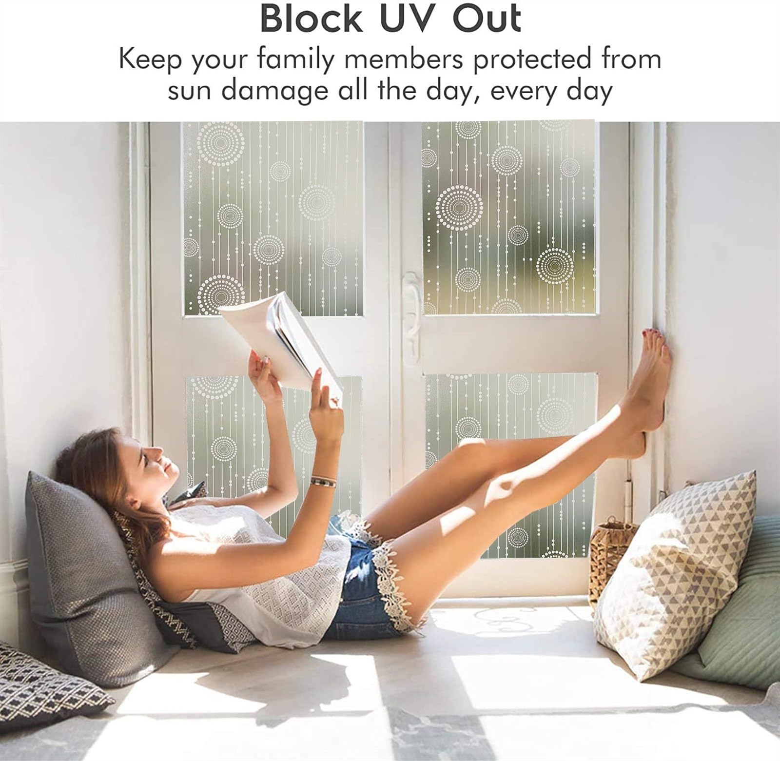 Película para ventanas Película de privacidad de ventana mate 3D, película de vidrieras, adhesivos de ventana anti UV, bloqueo de visión unidireccional for oficina en casa Película opaca para ventanas