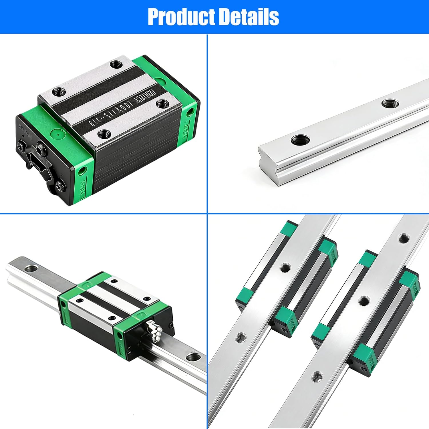 2Pcs Linear Guide Rail Kit HGR20 200mm Linear Slide Rails + 4 Pcs HGH20CA Bearing Blocks, Anti Rust and High Precision CNC Parts for 3D Printers, CNC Routers, Lathes & DIY Automated Machines