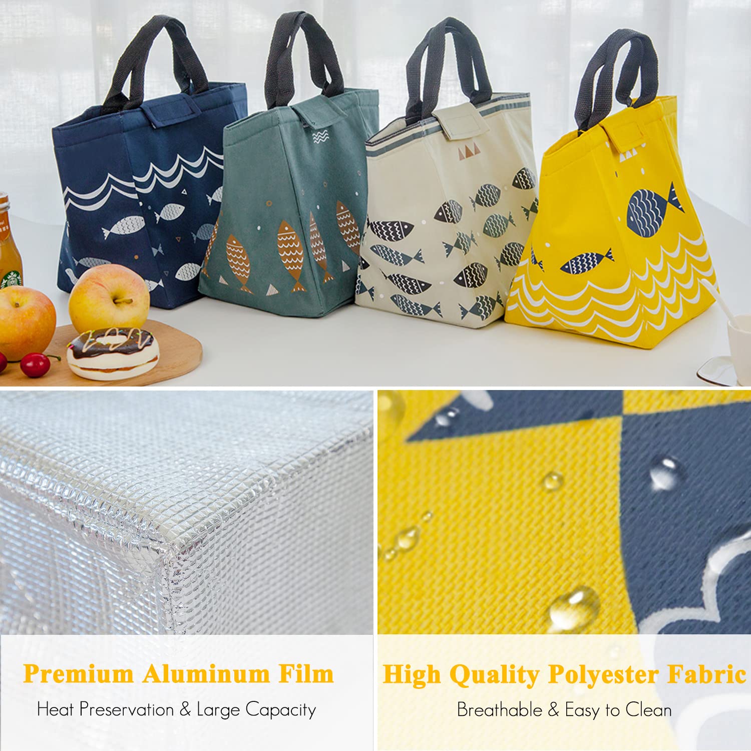 FANDARE Borsa termica per pranzo portatile per pranzo, borsa da pranzo, grande capacità, per uomo, donna, bambino, scuola, ufficio, campeggio, picnic, pranzo, borsa impermeabile in poliestere