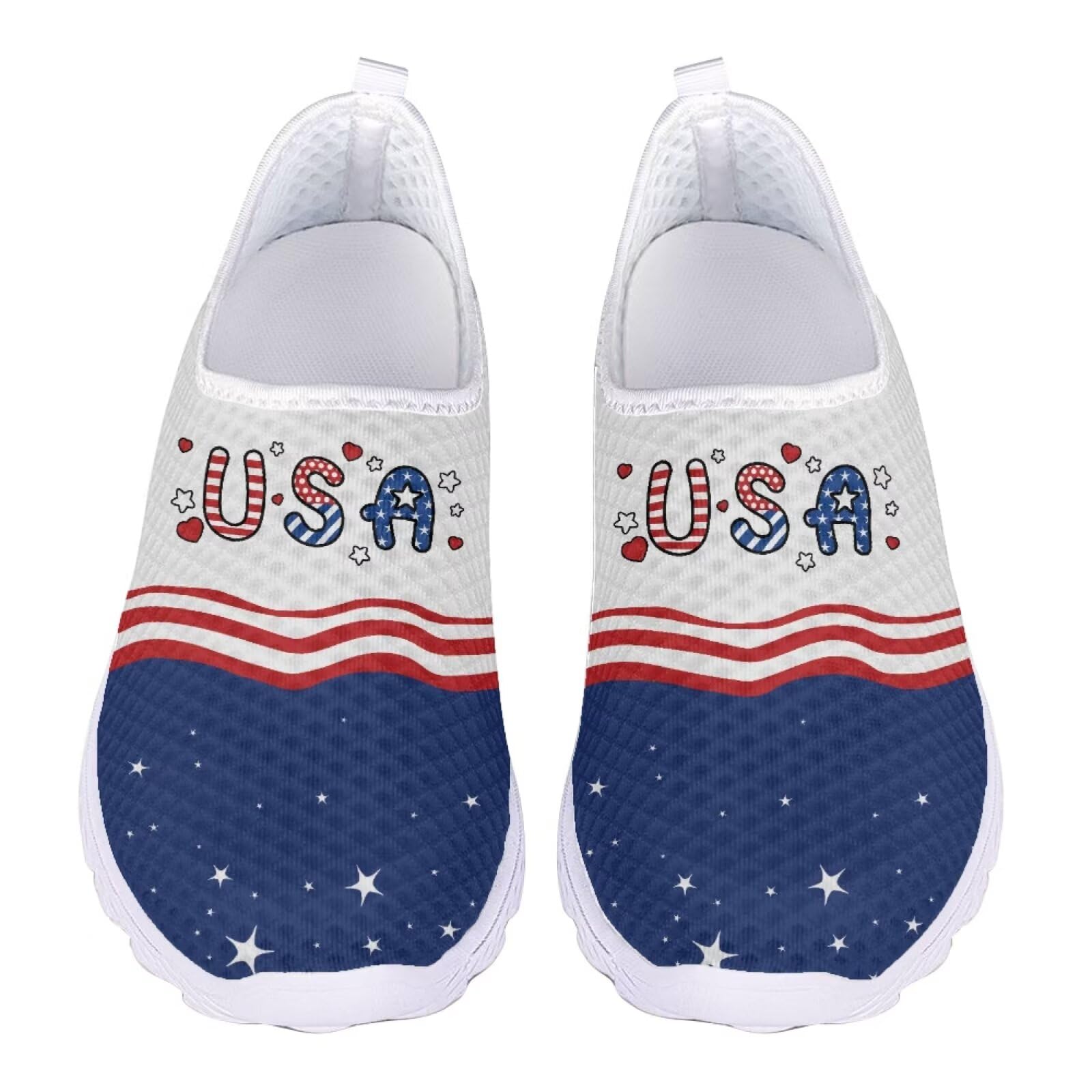 Pointodoor USA Flag Shoes Unisex Patriotic Sneakers Independence Day Water Swim Shoes Quick Dry Lightweight July 4 Loafers Flats