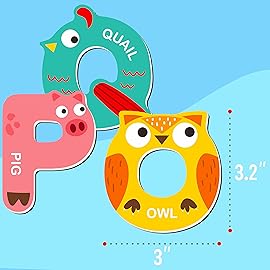 Large Size Magnetic Letters, Cute Animal Alphabet ABC Magnets for Fridge Colorful Uppercase Animals Toys Set Educational Spelling Learning Games for Kids, Toddlers 3 4 5 Years Old