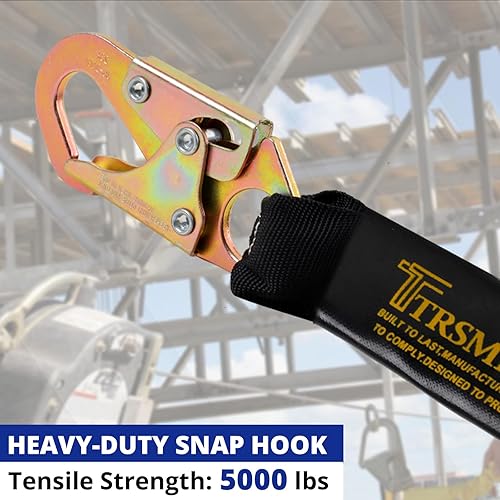 Miniatura 4 de TRSMIMA Arnés de seguridad para protección contra caídas, kit de arnés de cuerpo completo para hombre, para trabajo con cordón absorbente de golpes,