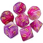 QMAY DND Dice Set -D&D Polyhedral Dice (7 Pcs) for Dungeons and Dragons (Purpulr and White)