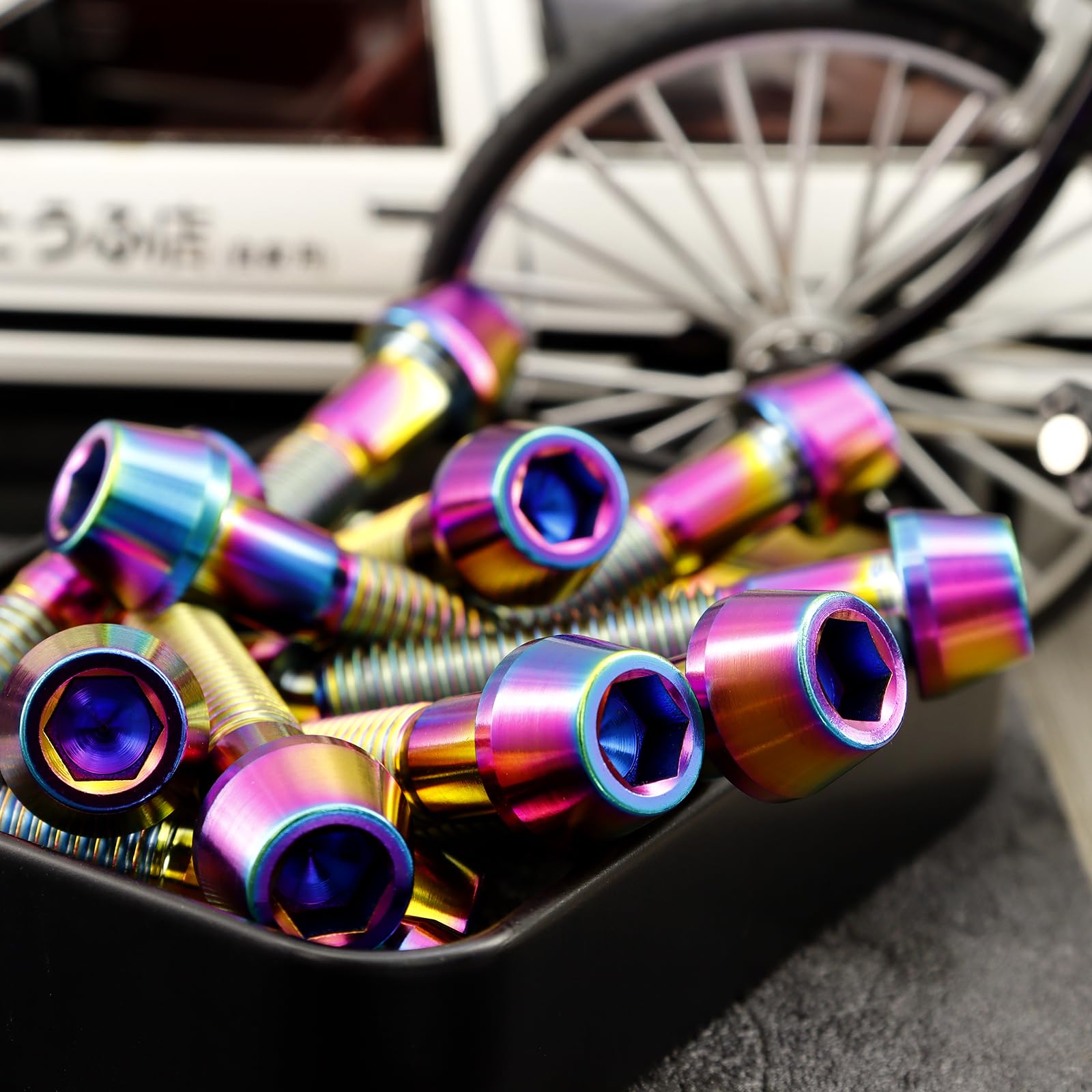 RISON-Titanium Bici Stelo Bulloni in Titanio M5x0.8x8mm, 5pcs Viti per Attacco Manubrio Bicicletta, Vite a Testa Conica Viti Fisse per Stelo Bici, Vite di Fermo Vite per Gambo per MTB/Bici da Strada