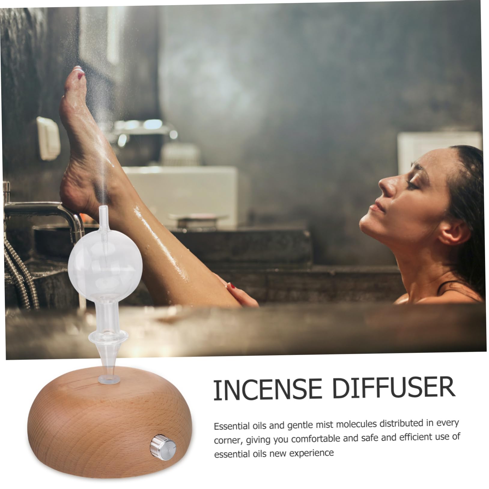 Diffusore Aroma per Oli Essenziali in Vetro e Legno 1pezzo