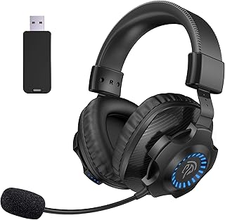 Casque Gamer sans Fil, EasySMX 2,4G Casque Micro Casque Audio, Micro Casque PC PS4 PS5 Gaming avec LED Lumière, Casque Gam...