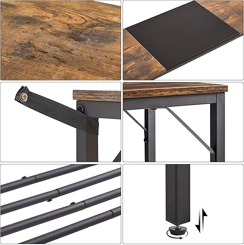 Miniatura 8 de YMYNY UHST006HB - Mesa de consola estrecha, mesa de entrada industrial de 42.1 pulgadas de largo, mesa auxiliar de sofá de 2 niveles con estante de