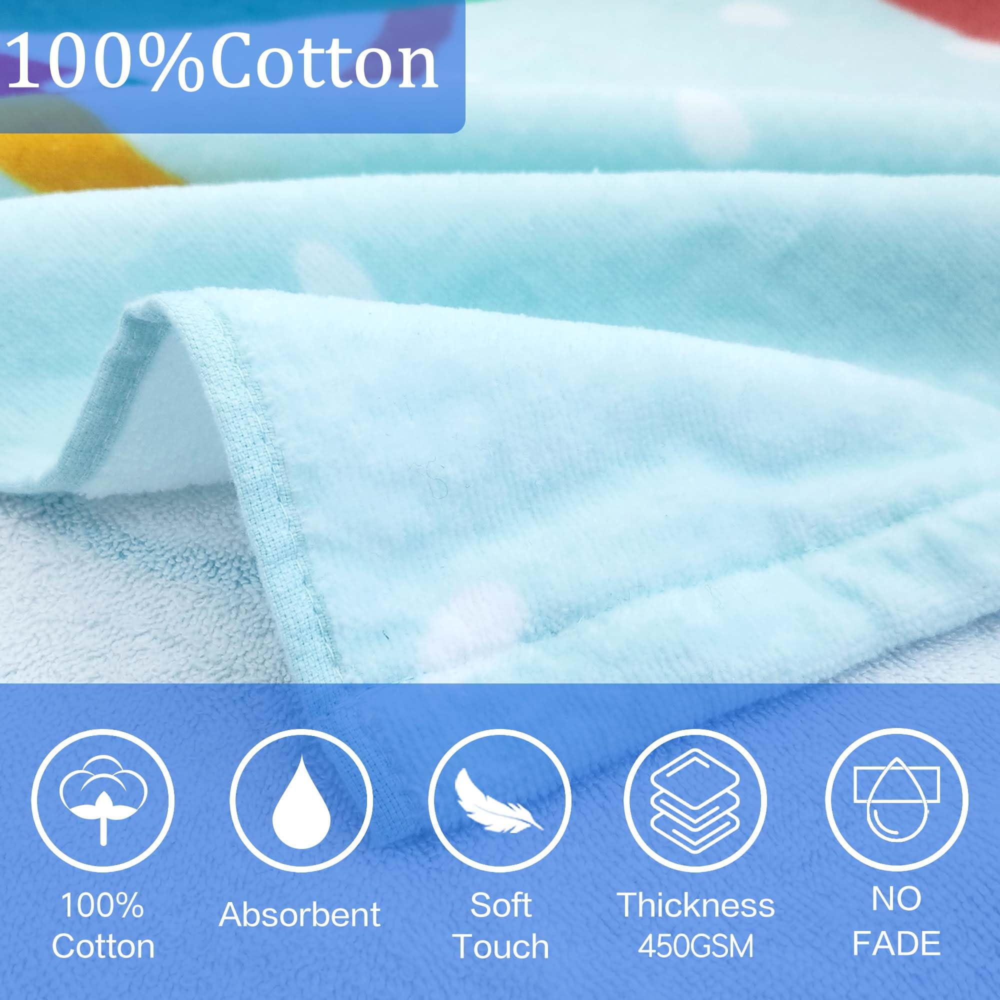 VOOVA & MOVAS Toallas de playa para niños con capucha (4-8 años) de algodón suave súper absorbentes, toalla poncho de piscina para niños y niñas, perfecto para verano, natación, regalos, sandía