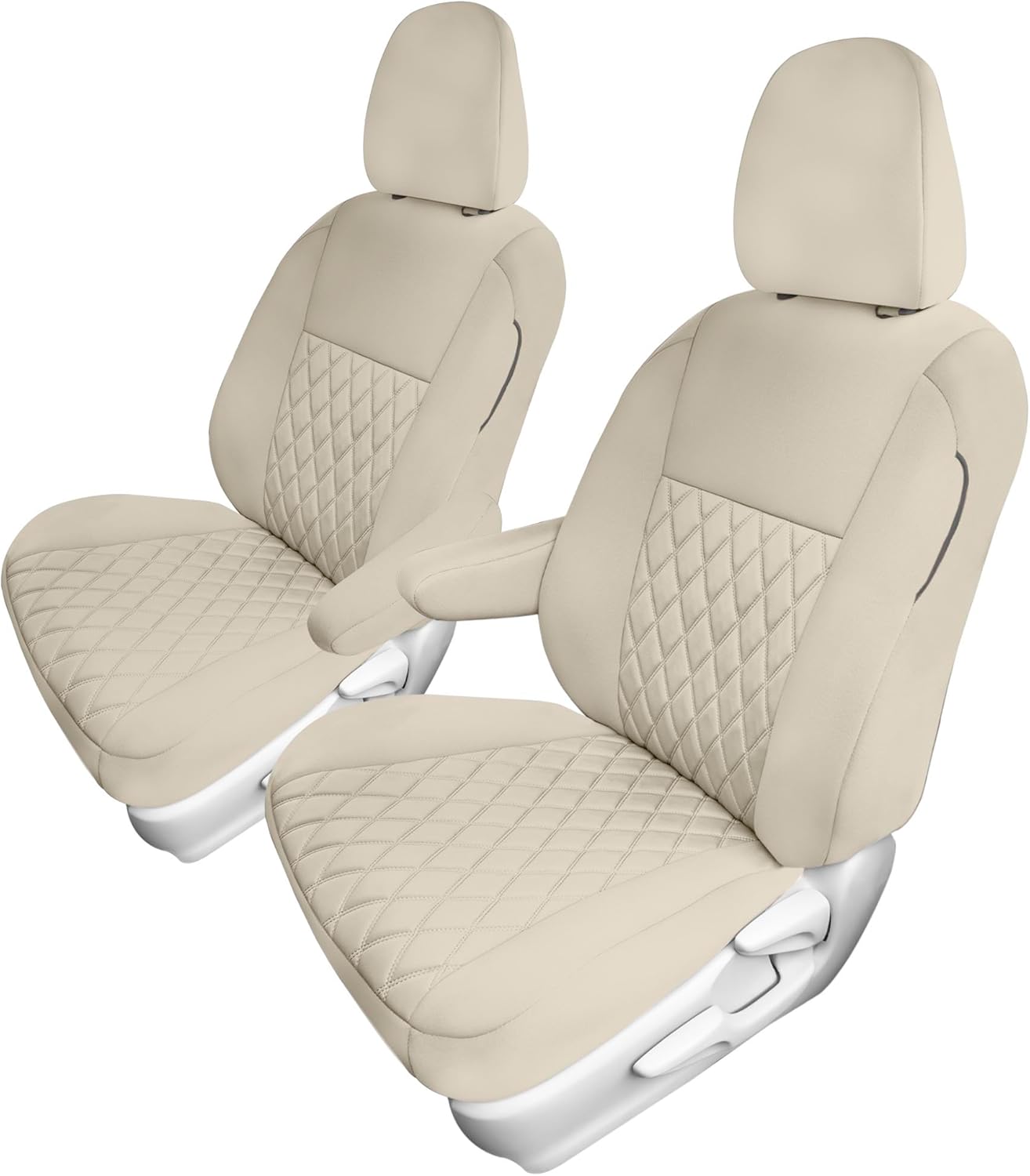 FH Group Custom Fit Car Seat Covers for 2011-2020 Toyota Sienna 7-8 Seater with Ultraflex Neoprene Water Resistant Automotive Seat Covers - Front Set Solid Beige