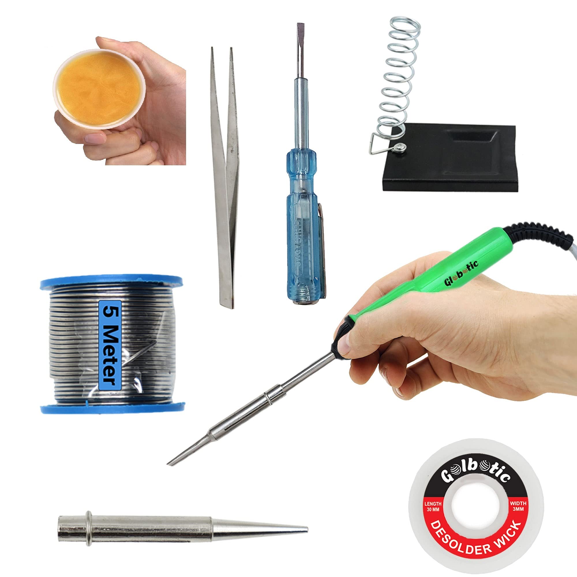 See full amazon price history chart for Globotic 8In1 Basic Soldering Iron Kit with 5 Meter Solder Wire, Stand, Flux, Bit, Tester, Tweezer, Wick 25 W Simple Globotic 8In1 Basic Soldering Iron Kit with 5 Meter Solder Wire, Stand, Flux, Bit, Tester, Tweezer, Wick 25 W Simple (B08XBWRVBB) Amazon Price History, Amazon Price Tracker